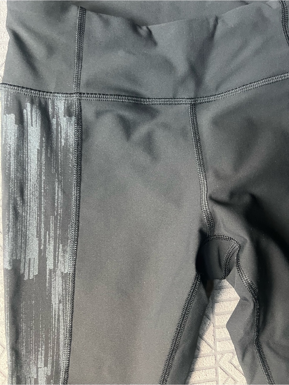 lululemon athletica Black Leggings with Reflective Silver Graphic Panel